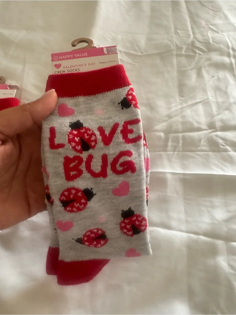 Cure Crew Socks - Red & White Love Bug / Taco Design